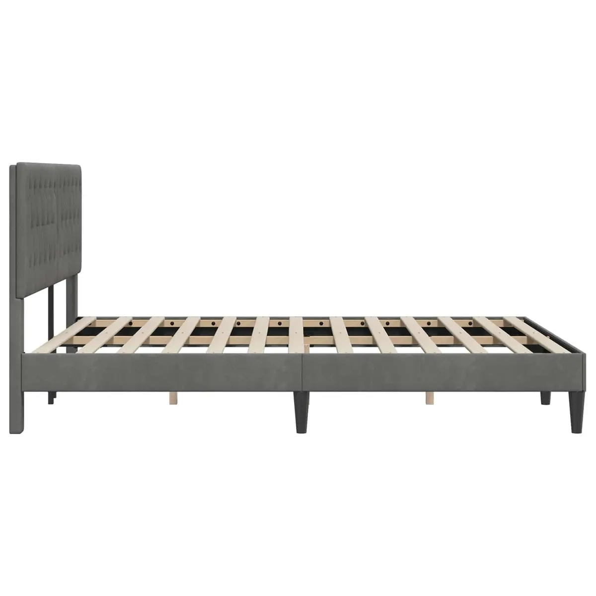 Bed Frame with Headboard Dark Grey 137 x 190 cm Velvet Modern Bedroom Furniture