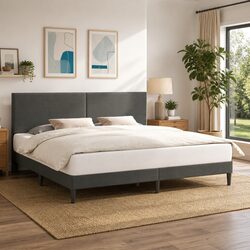 Comfortable and Reliable Dark Grey Bed Frame 180 x 200 cm