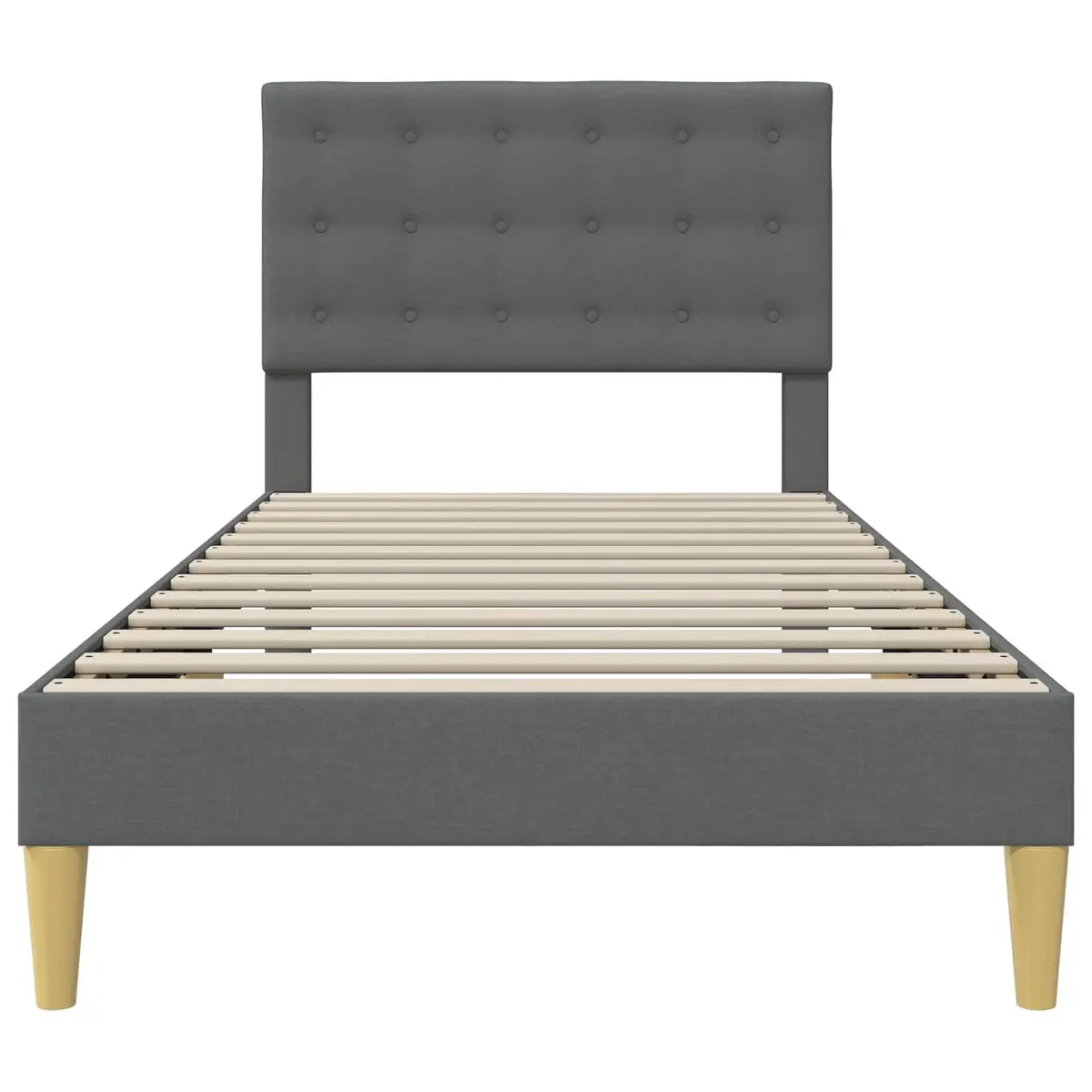 Bed Frame Grey 90 x 190 cm Modern Fabric Upholstered Bedroom Furniture