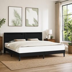 Reliable Black Bed Frame with LED Lights and USB Port