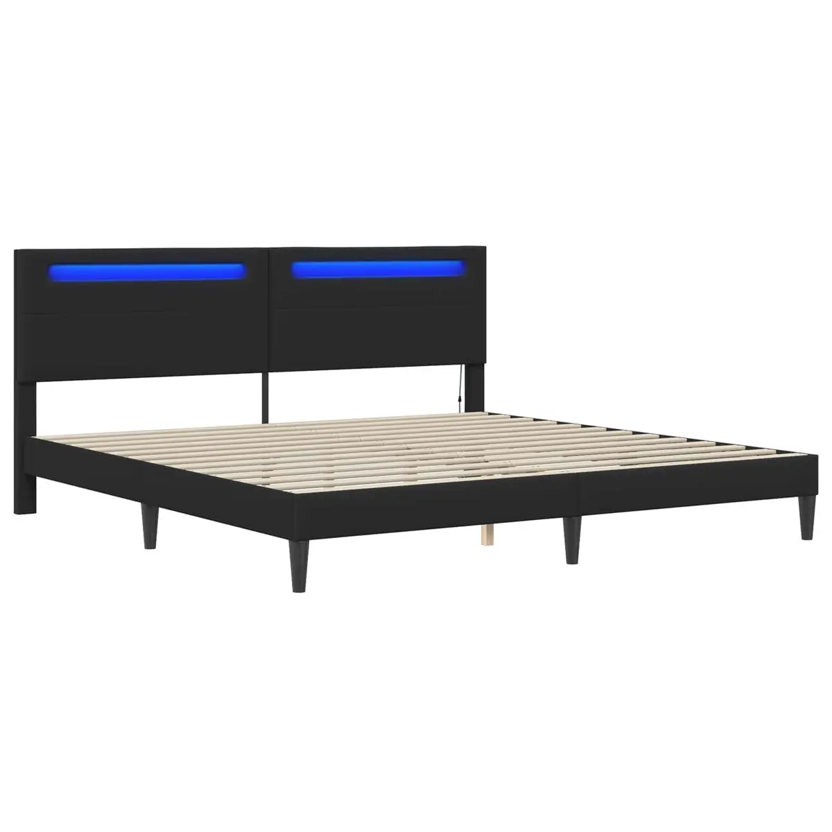 Black Bed Frame with LED Lights and USB Port