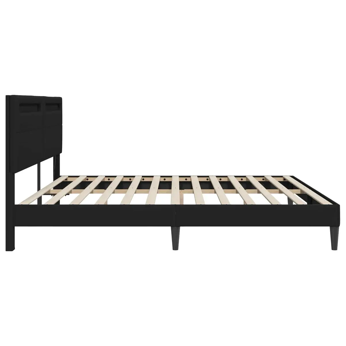 Black Bed Frame with LED Lights and USB Port