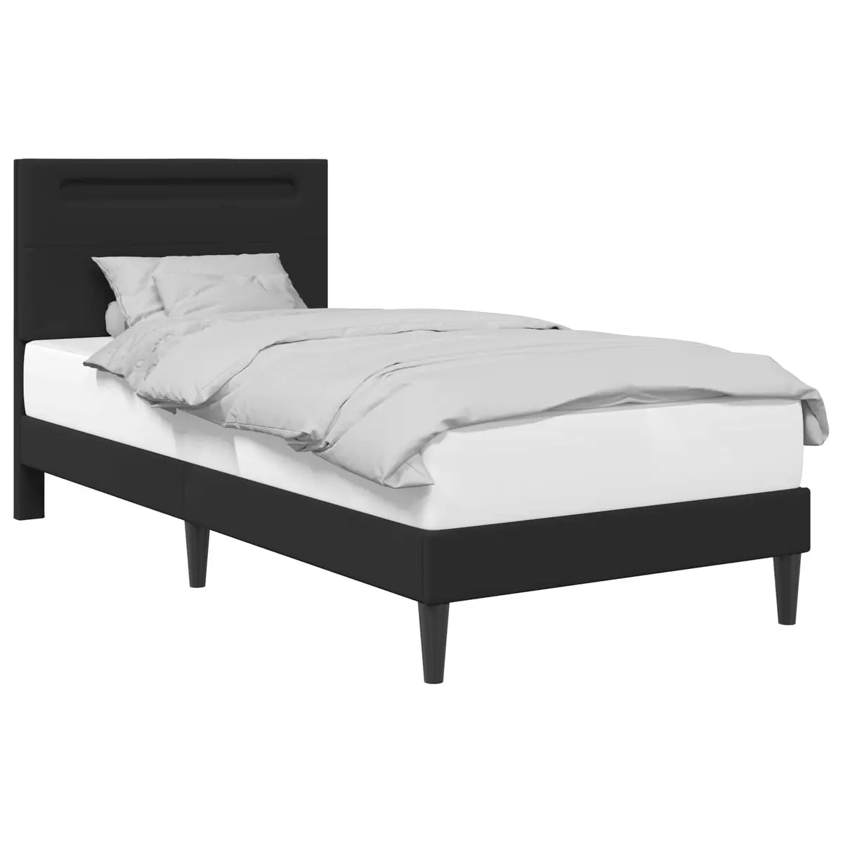 Black Bed Frame with LED Lighting 107 x 203 cm