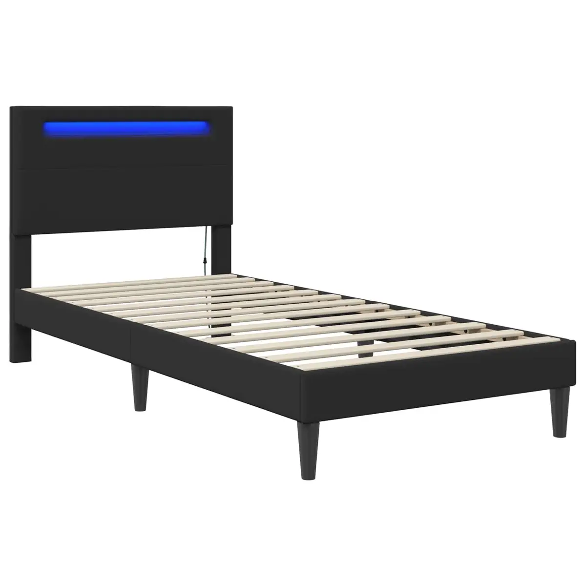 Black Bed Frame with LED Lighting 107 x 203 cm