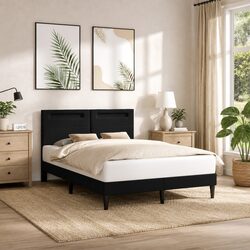 Reliable Black Bed Frame with LED Strip Lights, Easy to Maintain