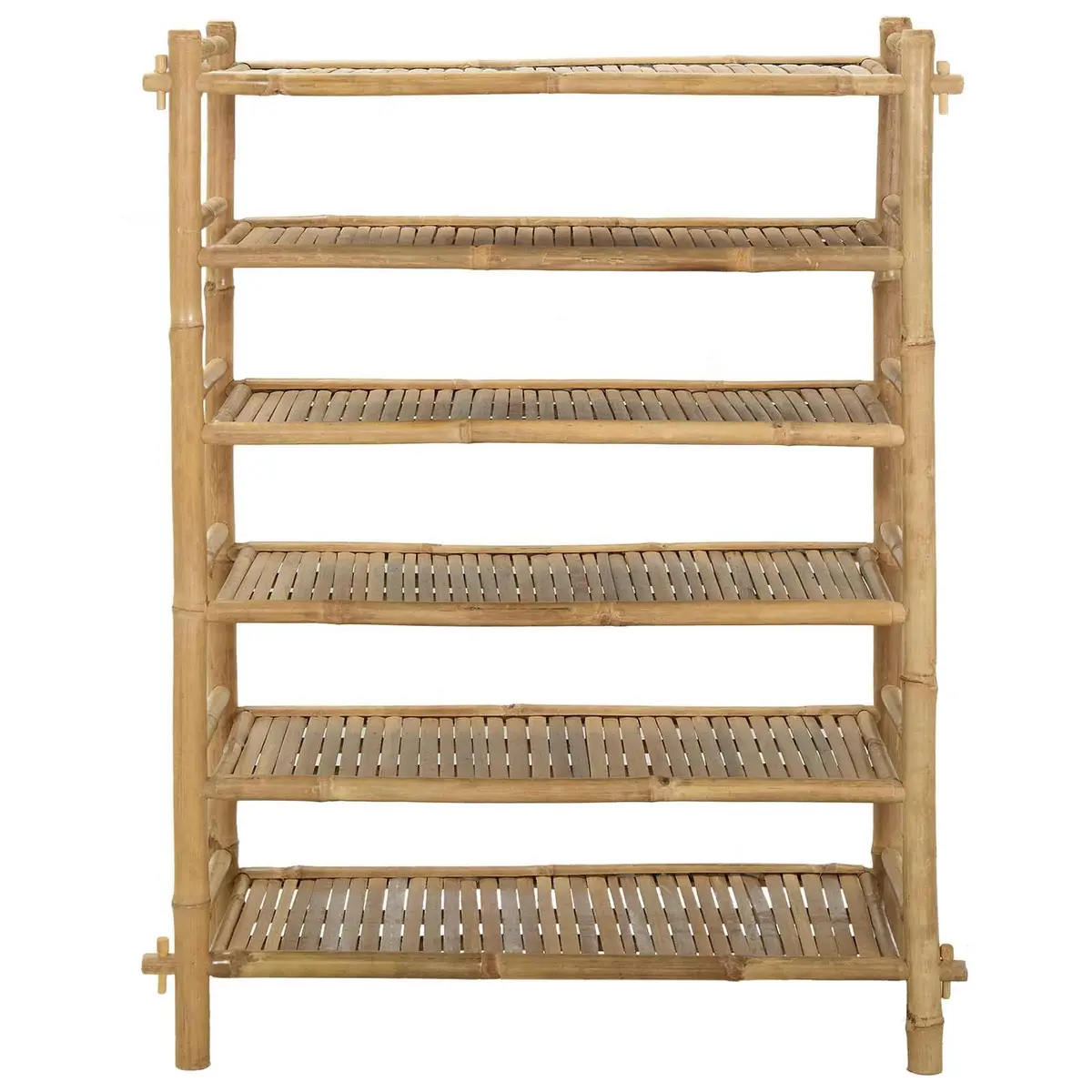 6-Tier Bamboo Shoe Rack Shelf Storage Organiser Natural Brown Rectangular