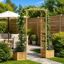 Garden Arch Bamboo Outdoor Structure Trellis Pathway Entrance Pergola Brown