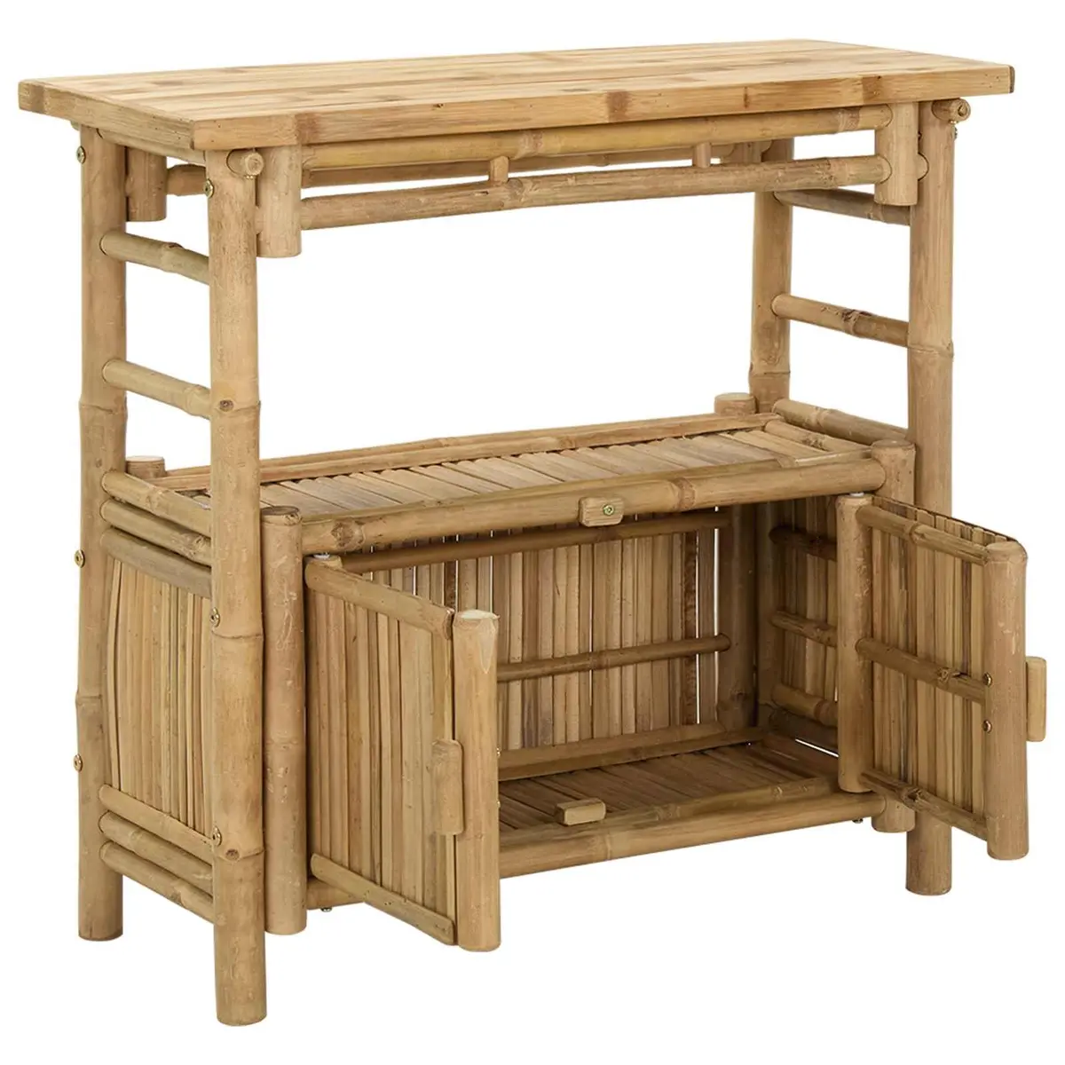 Console Table Brown Bamboo Accent Table Modern Living Room Entryway 80 x 35 x 75 cm