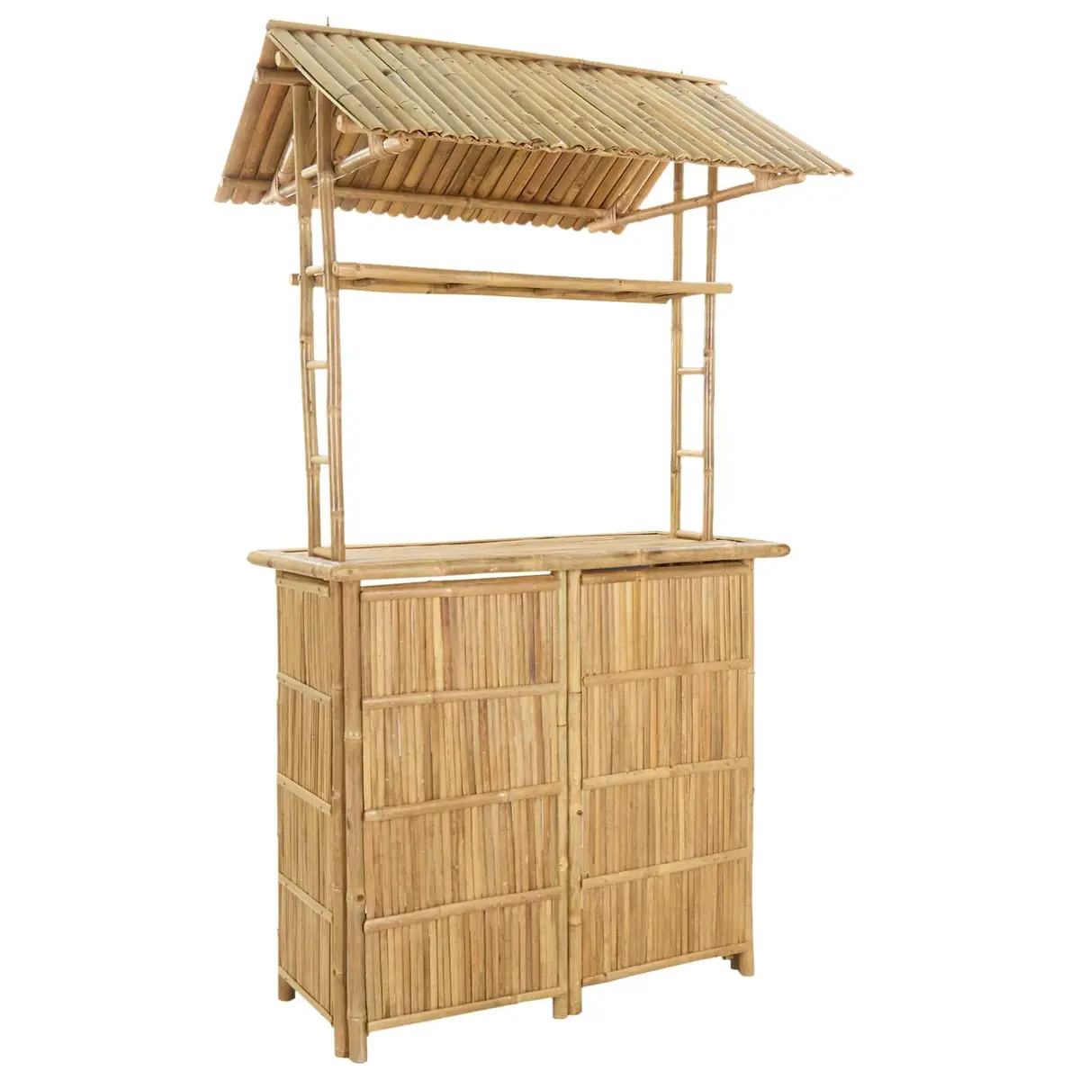 Bamboo Outdoor Bar Table with Storage 115x95x214cm