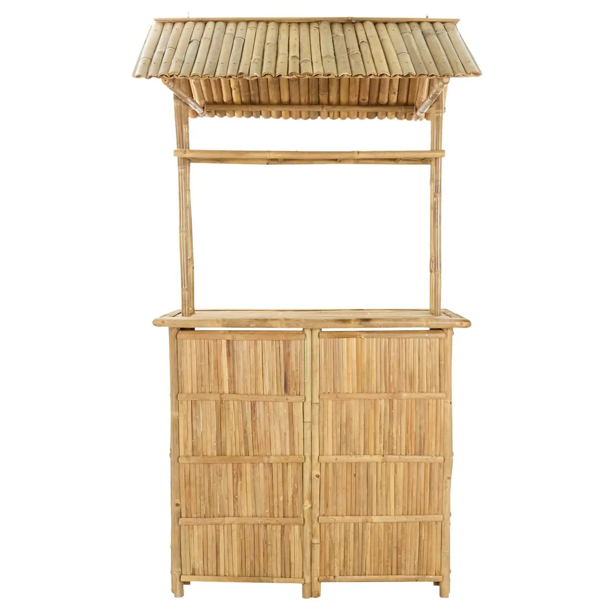 Bamboo Outdoor Bar Table with Storage 115x95x214cm
