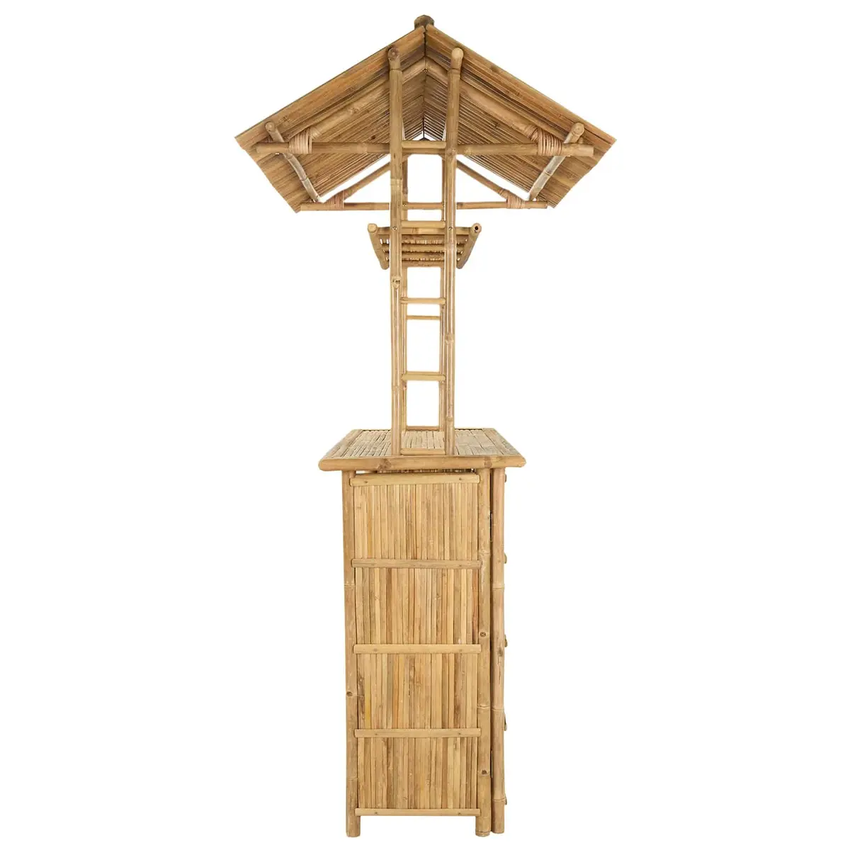Bamboo Outdoor Bar Table with Storage 115x95x214cm
