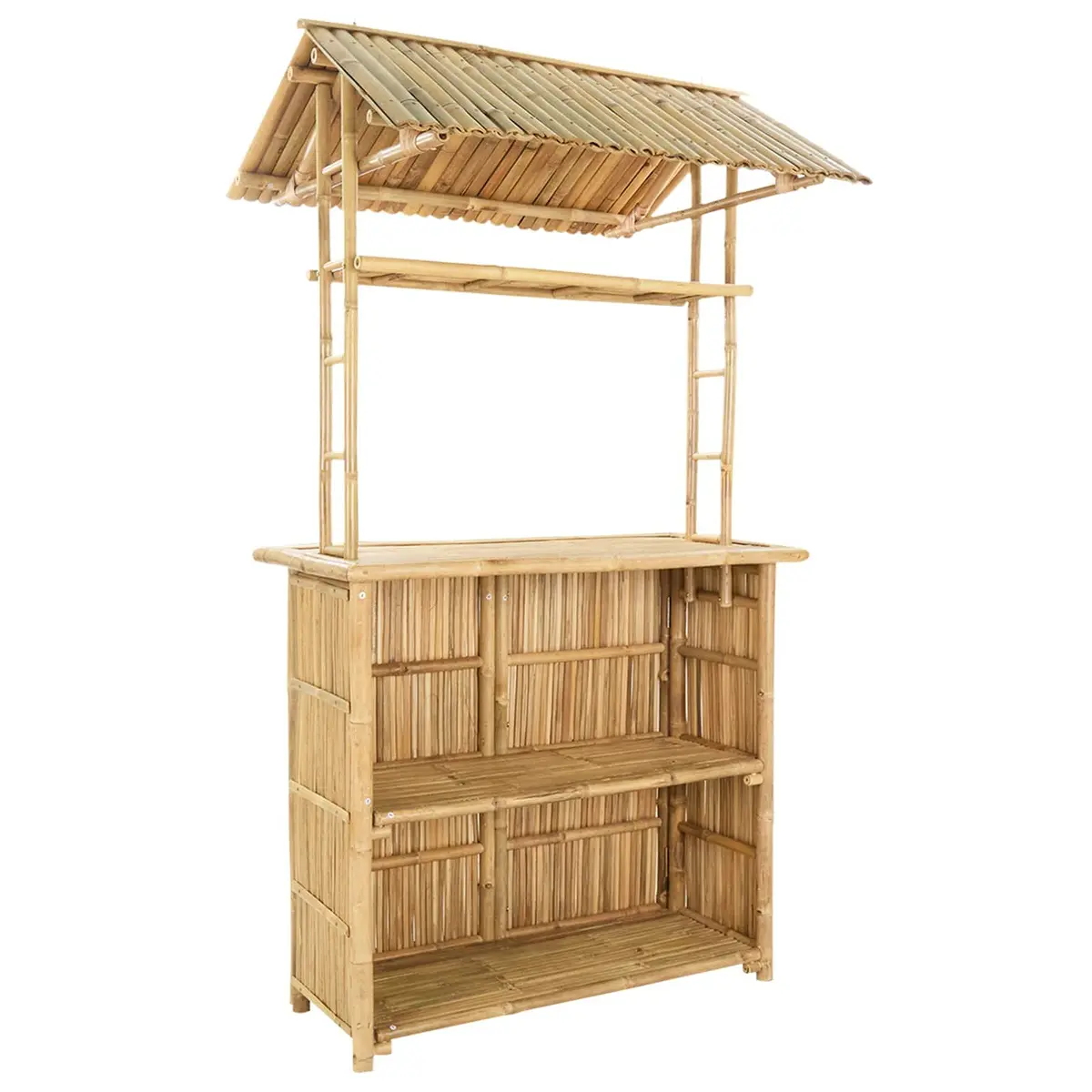 Bamboo Outdoor Bar Table with Storage 115x95x214cm