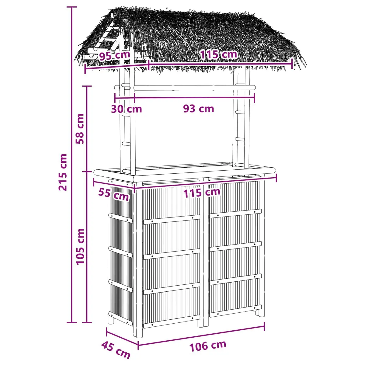 Outdoor Bar Table Bamboo Brown High Cocktail Furniture Patio Garden Backyard