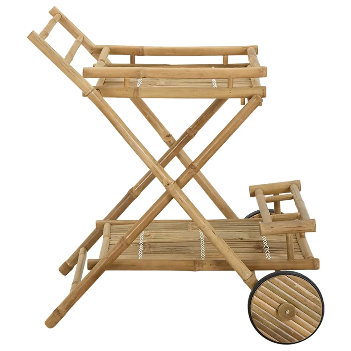 Bamboo Serving Trolley Indoor Outdoor Brown 79 x 67.5 x 84 cm