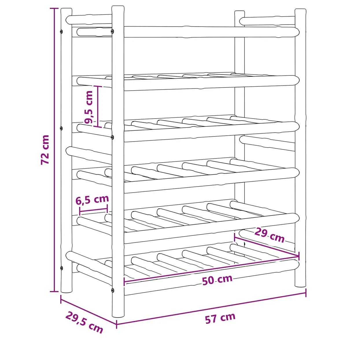 Wine Rack Natural Bamboo Storage Display Stand 57 x 29.5 x 72 cm Brown