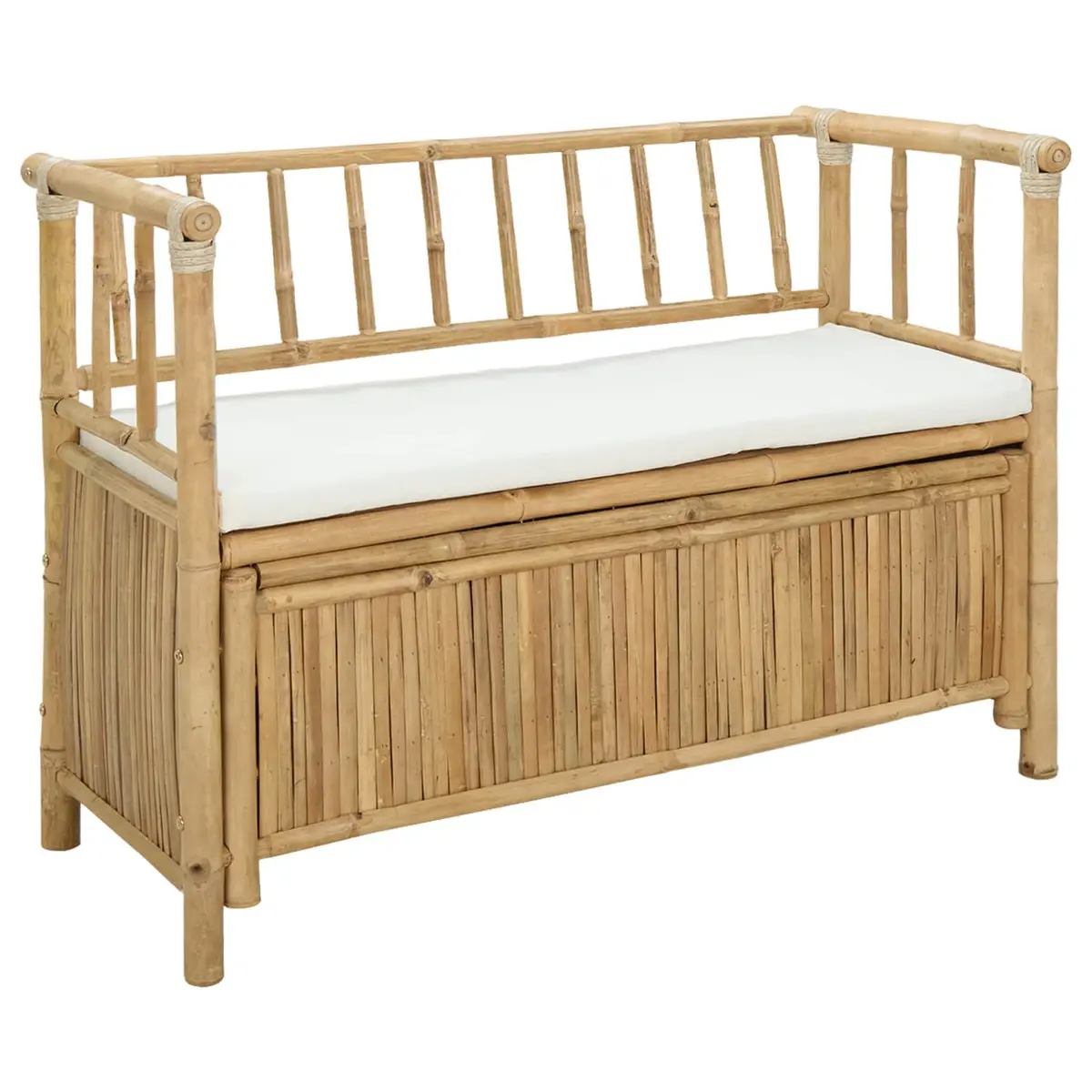 Bamboo Storage Bench for Outdoor Use 110x47x80cm Brown Garden Seating Box