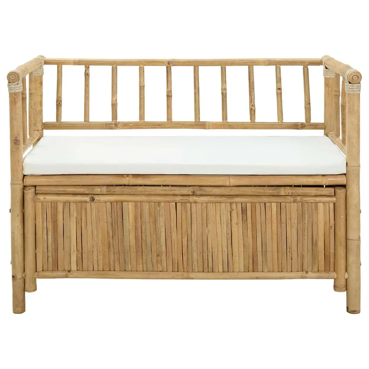Bamboo Storage Bench for Outdoor Use 110x47x80cm Brown Garden Seating Box