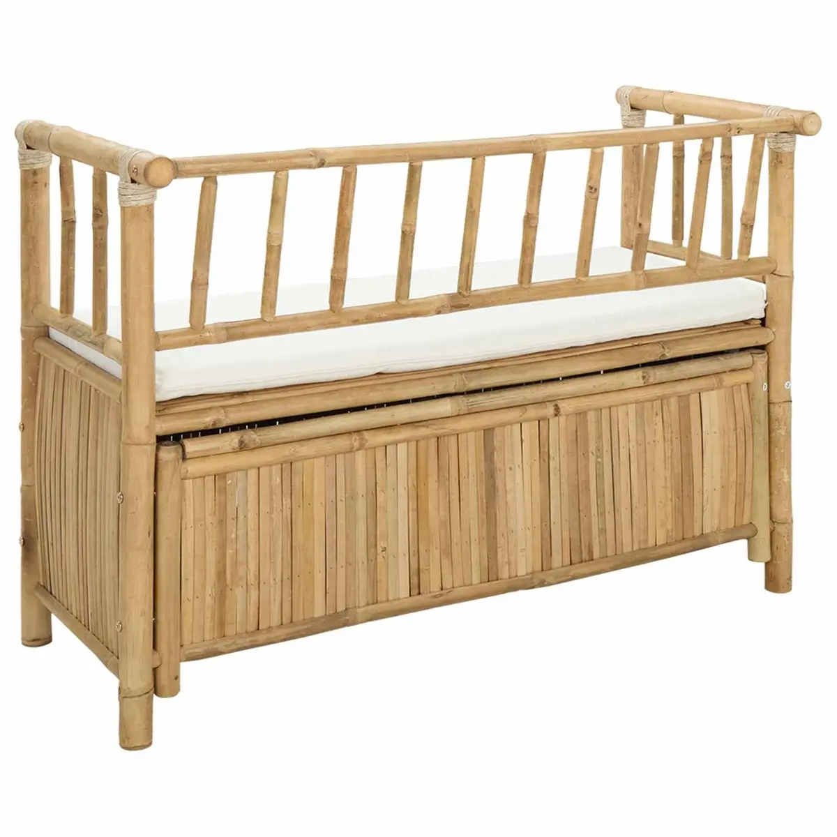 Bamboo Storage Bench for Outdoor Use 110x47x80cm Brown Garden Seating Box