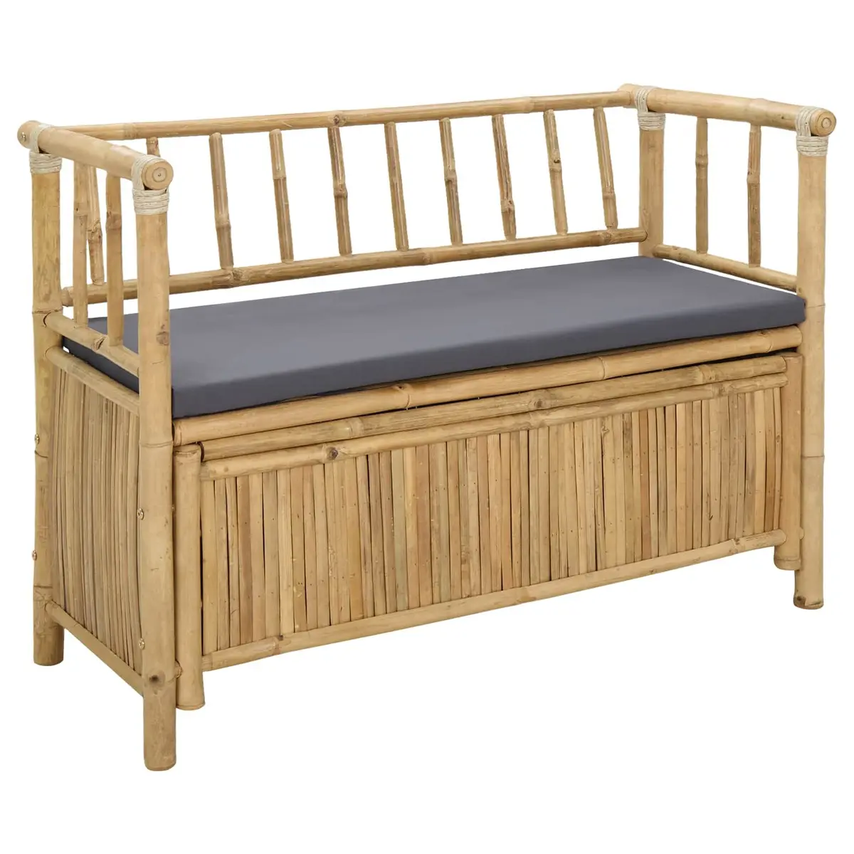 Outdoor Garden Storage Bench Bamboo Seating with Under-Seat Compartment