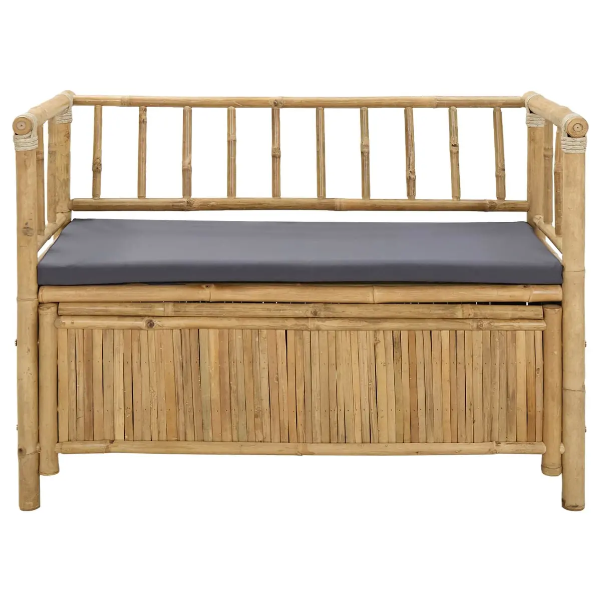 Outdoor Garden Storage Bench Bamboo Seating with Under-Seat Compartment