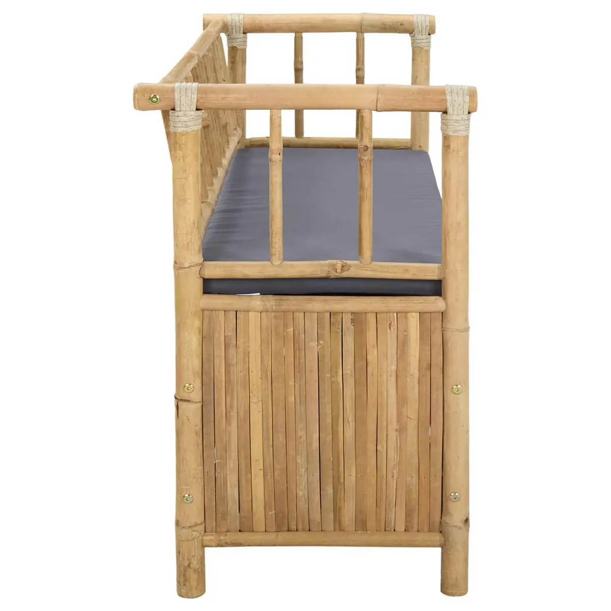 Outdoor Garden Storage Bench Bamboo Seating with Under-Seat Compartment