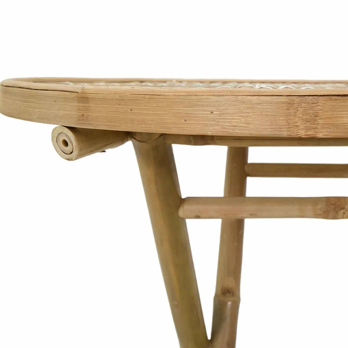 Bamboo Garden Table Foldable Indoor Outdoor Furniture 80x70cm Natural Brown