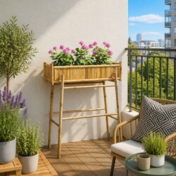 Reliable Bamboo Garden Planter with Integrated Holder