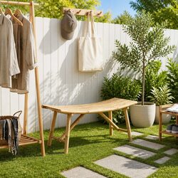 Durable Bamboo Garden Bench with Modern Curved Design