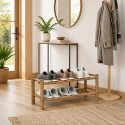 Shoe Rack with Shelf Natural Brown 68 x 28 x 30 cm Storage Organiser
