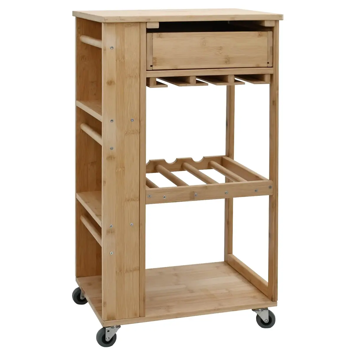 Kitchen Trolley with 3-Tier Storage and Swivel Wheels