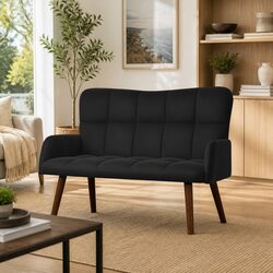 Practical Black Velvet 2-Seater Sofa for Your Home