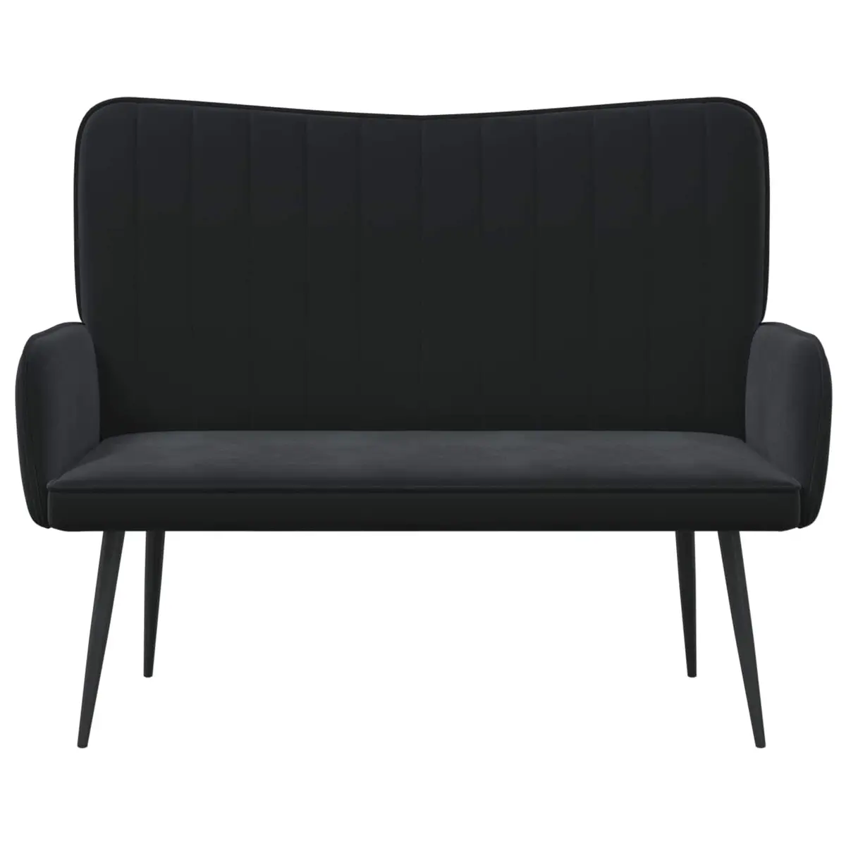 2-Seater Sofa Black Velvet Upholstery Living Room Lounge Couch 115x61x87cm