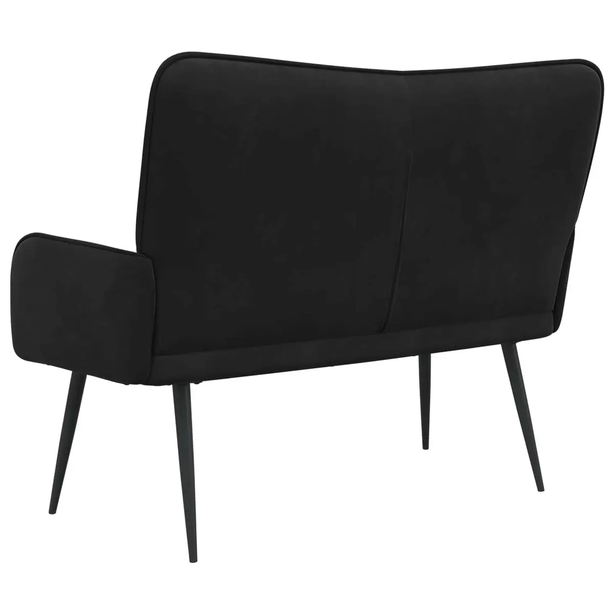 2-Seater Sofa Black Velvet Upholstery Living Room Lounge Couch 115x61x87cm