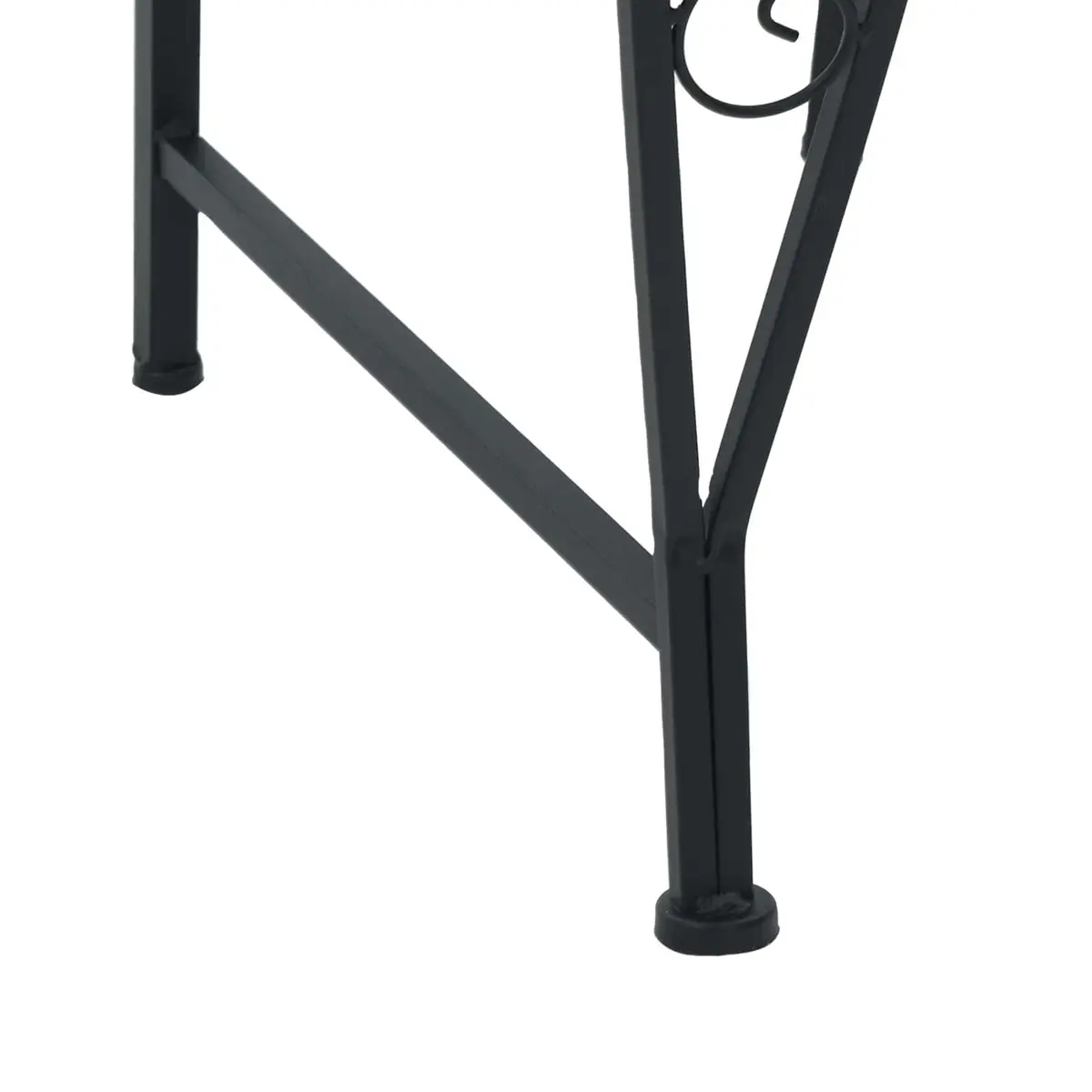 Outdoor Tree Bench 4-Seater Half-Round Garden Furniture Black Steel
