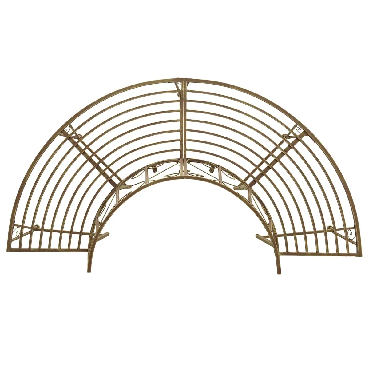Outdoor Tree Bench Wraparound Seating 4-Seater Steel Frame Antique Brown