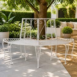 A Reliable Tree Bench for Four People in Antique White