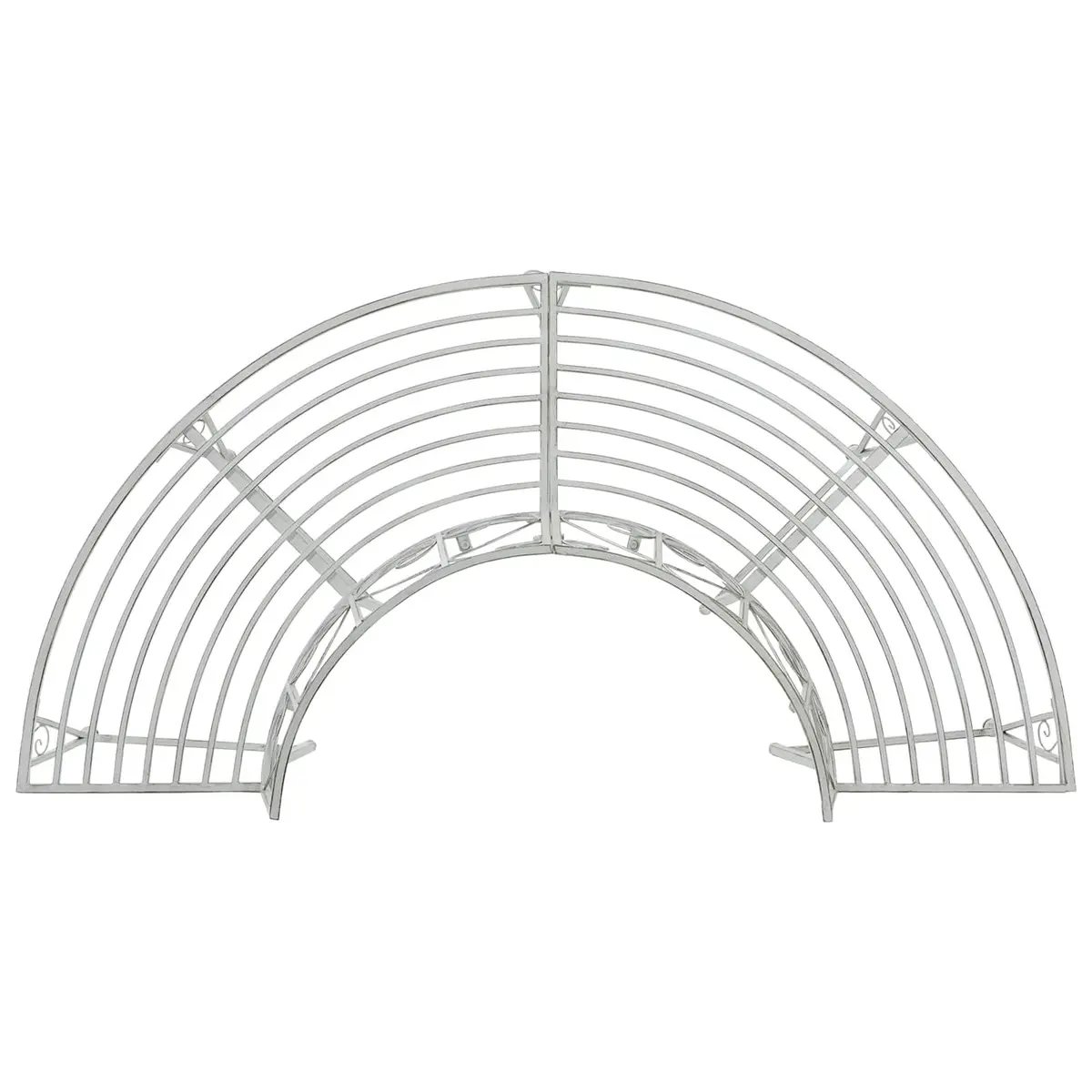 Outdoor Tree Bench 4-Seater Garden Seat Steel Antique White 160x80x89cm
