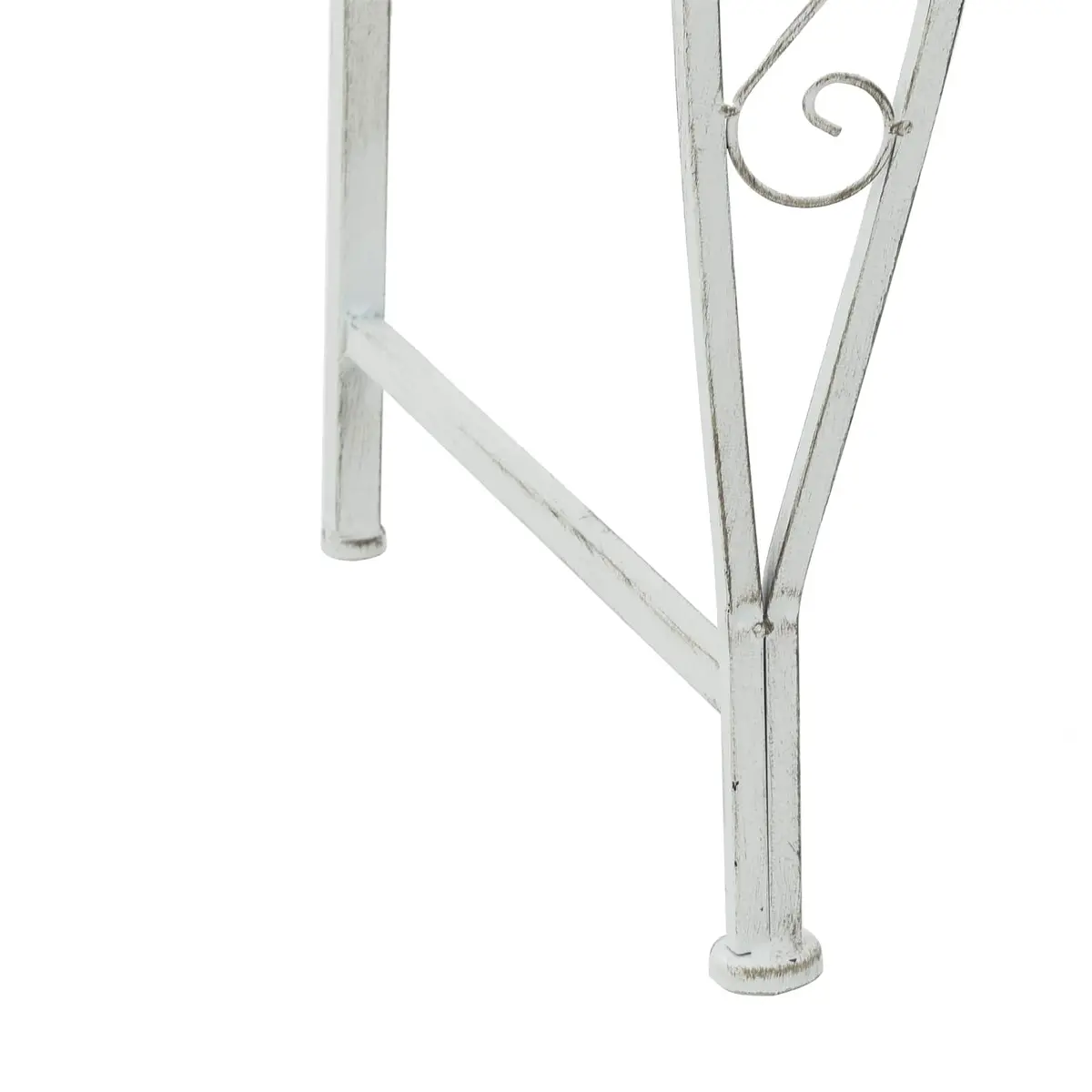 Outdoor Tree Bench 4-Seater Garden Seat Steel Antique White 160x80x89cm