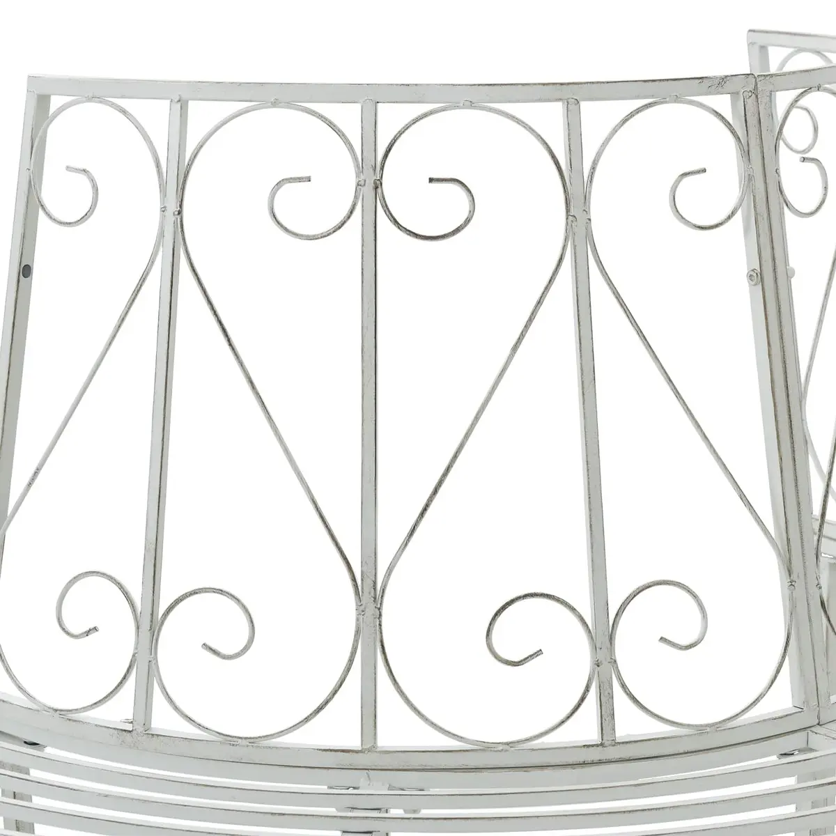 Outdoor Tree Bench 4-Seater Garden Seat Steel Antique White 160x80x89cm