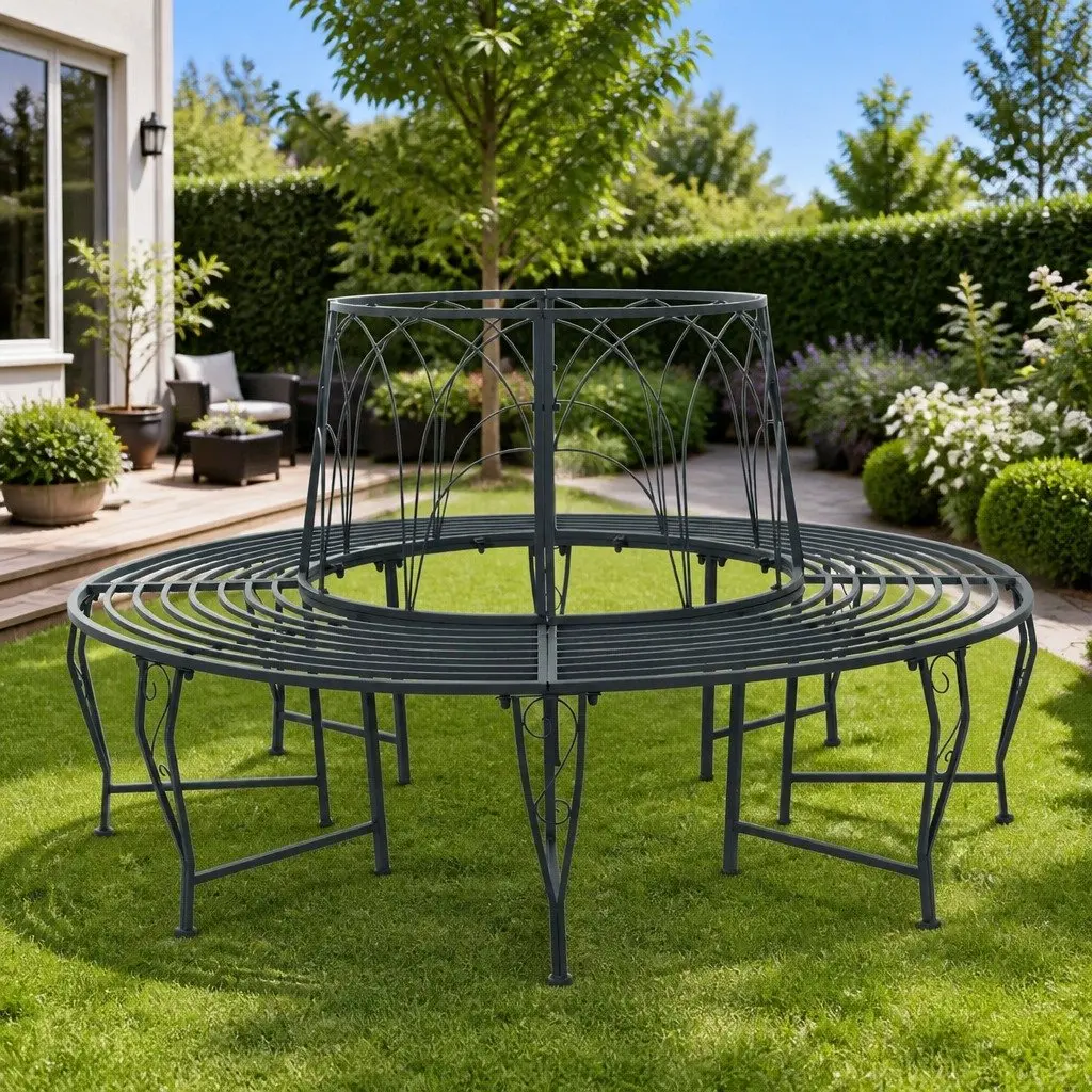 Grey Round Tree Bench for Outdoor Gatherings