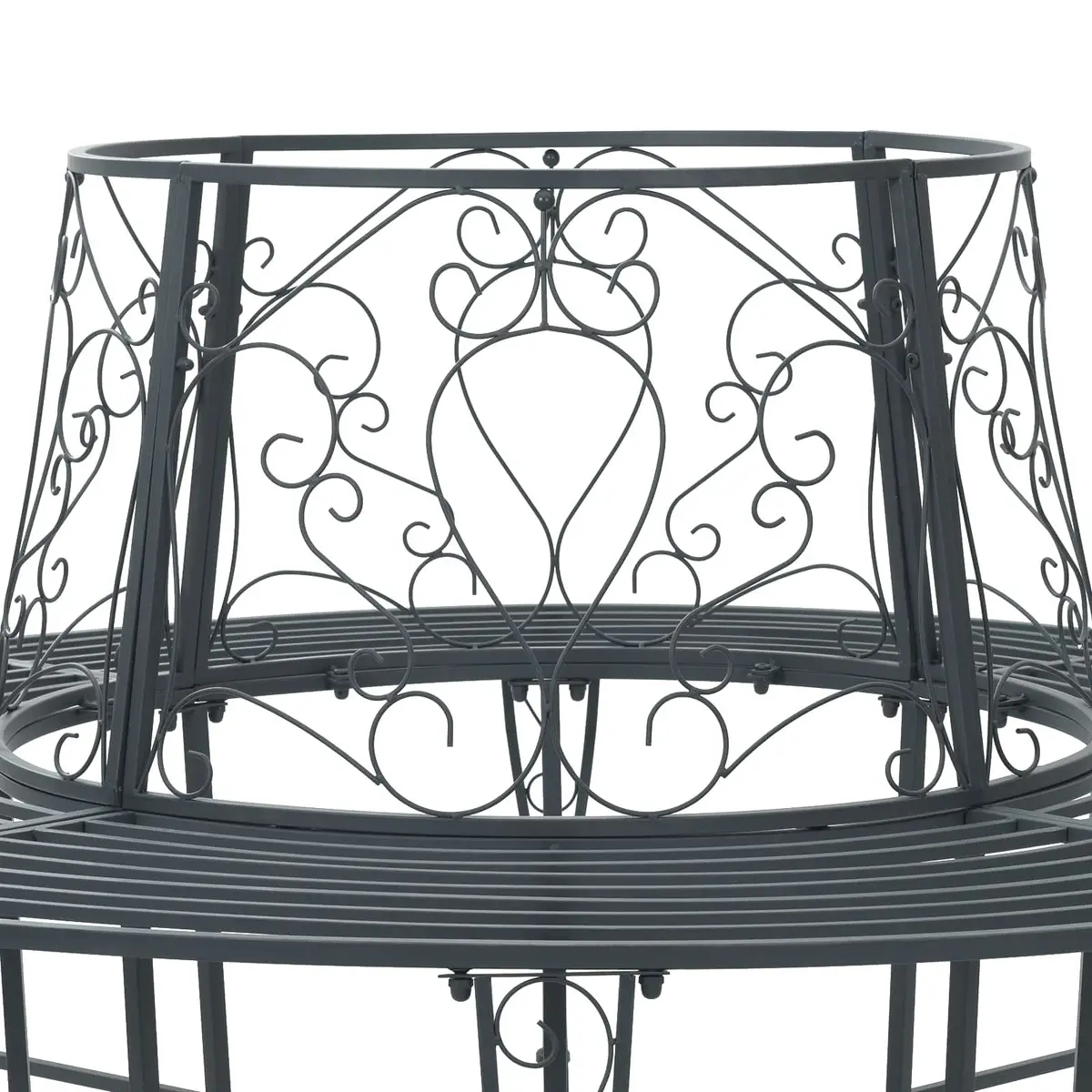 Round Tree Bench Outdoor Seating 160cm Diameter Steel Frame Grey