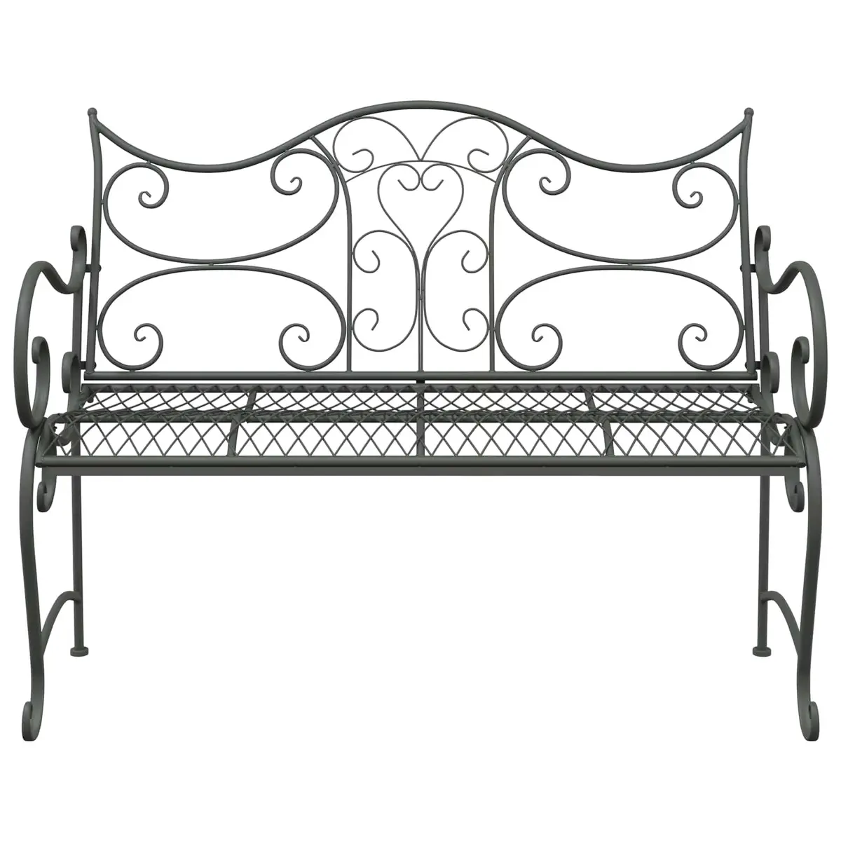 Garden Bench 2-Seater Outdoor Seating Silver Steel Sturdy Backyard Patio
