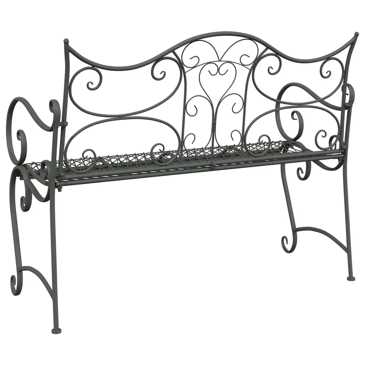 Garden Bench 2-Seater Outdoor Seating Silver Steel Sturdy Backyard Patio