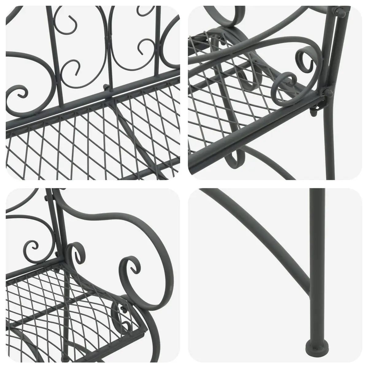 Garden Bench 2-Seater Outdoor Seating Silver Steel Sturdy Backyard Patio
