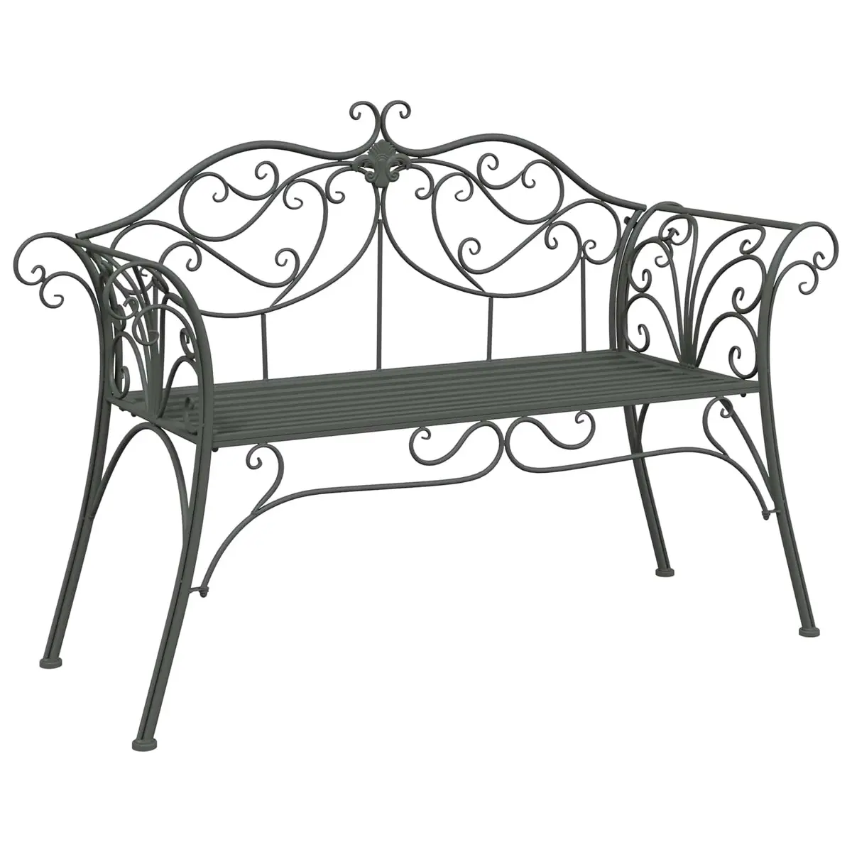 Garden Bench Outdoor Seating 130cm Steel Silver Grey