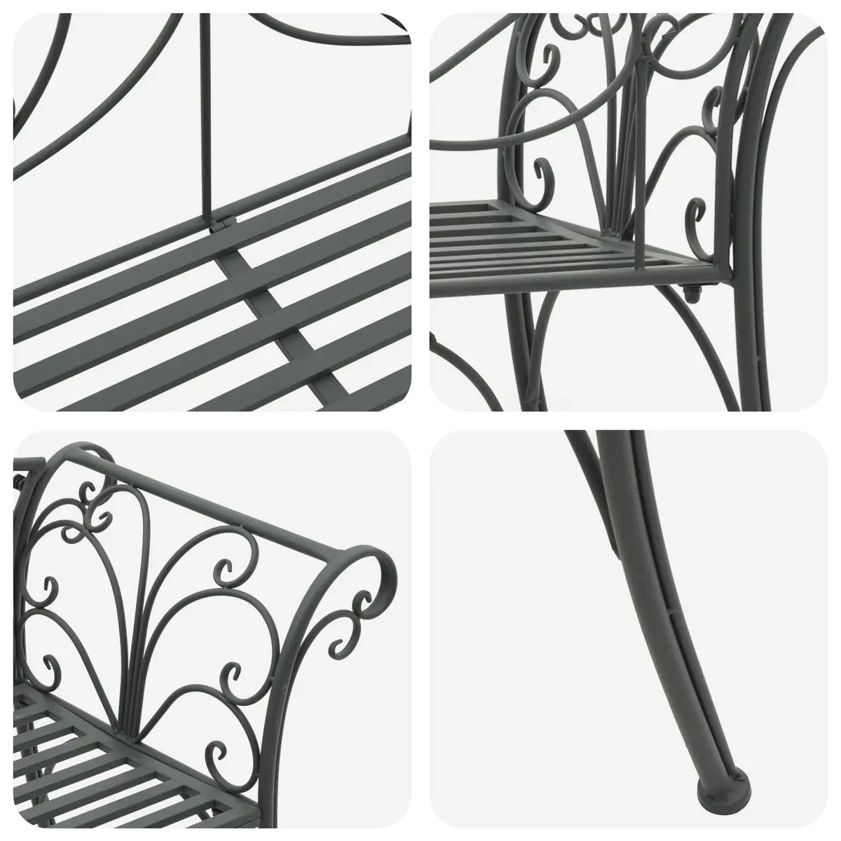 Garden Bench Outdoor Seating 130cm Steel Silver Grey