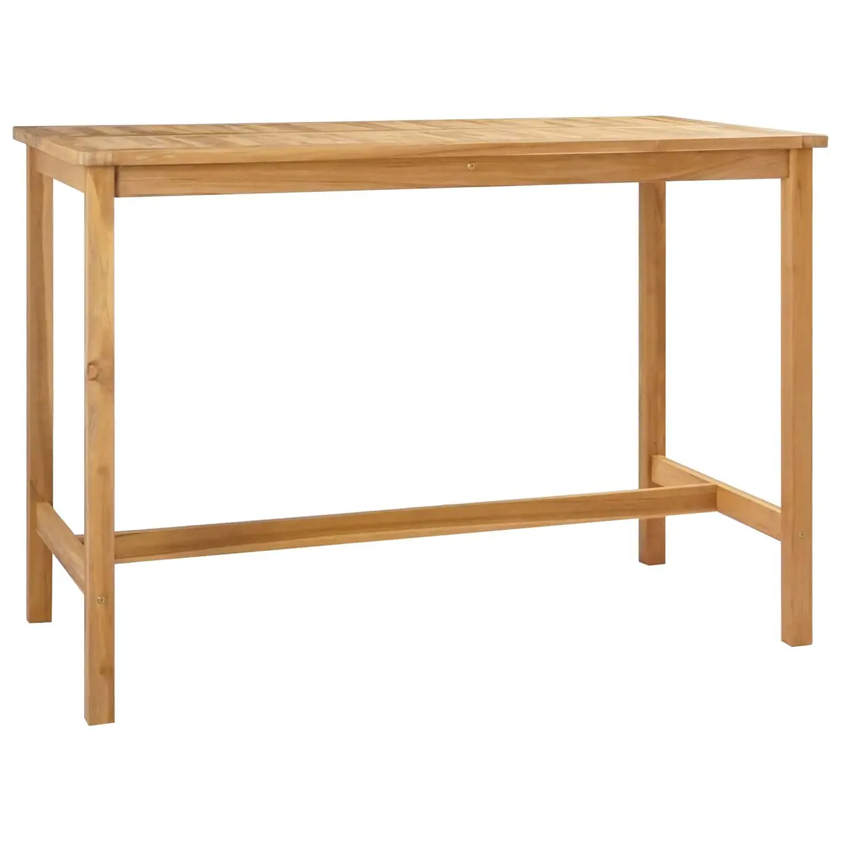 Outdoor Bar Table Solid Teak Wood Slatted Top Footrest Patio Garden Brown