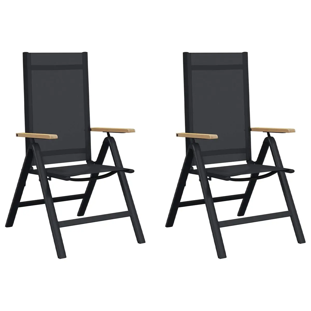 Reclining Outdoor Chair Black 58x73x111.5cm Garden Lounger Multi-Position