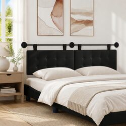 Hanging Headboard Black Modern Wall-Mounted Bedroom Backrest Support Upholstered