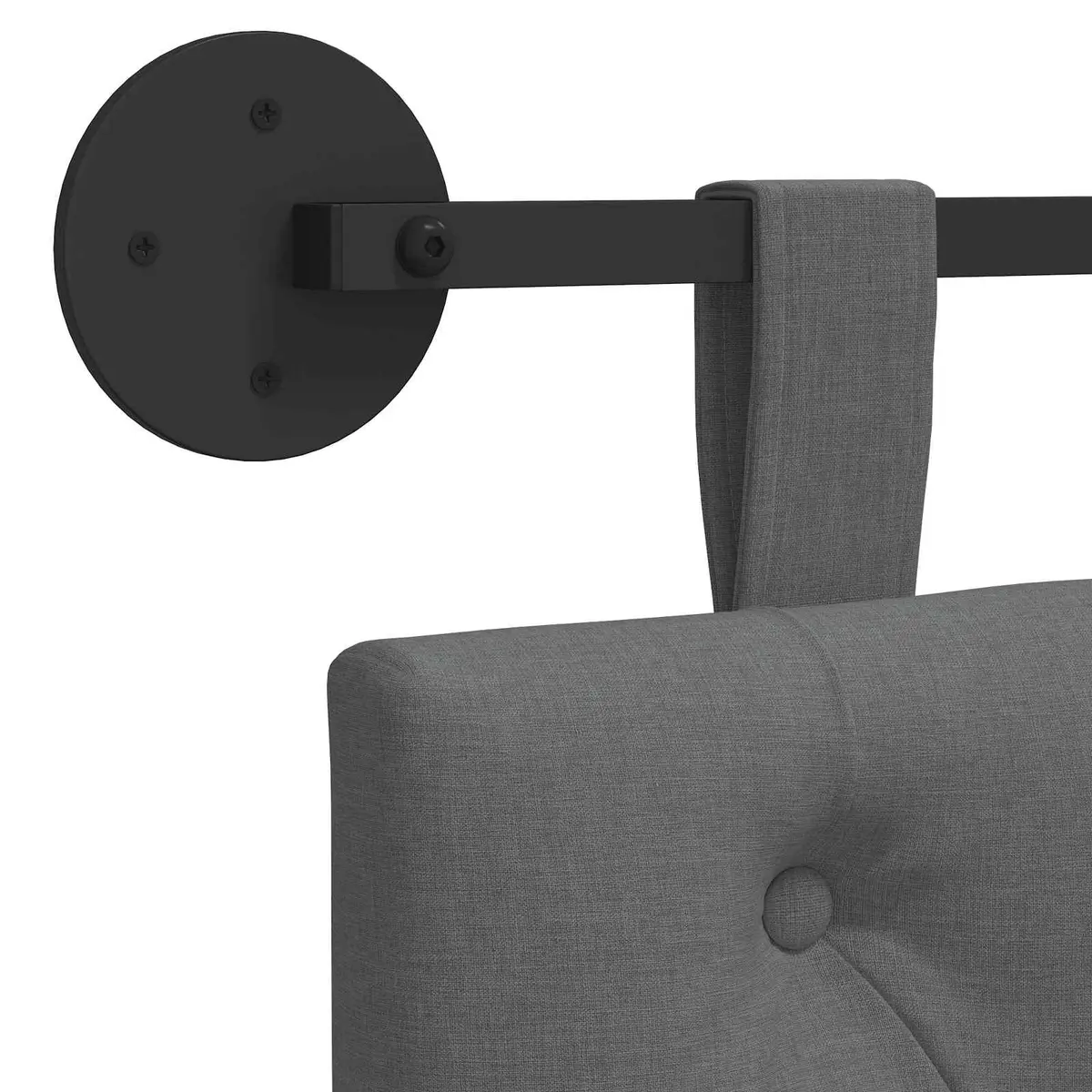 Wall-Mounted Headboard in Grey Fabric